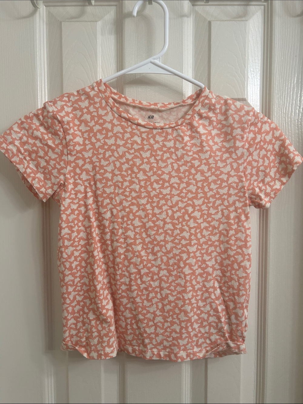 H&M Girls Pink Butterfly Print Tee